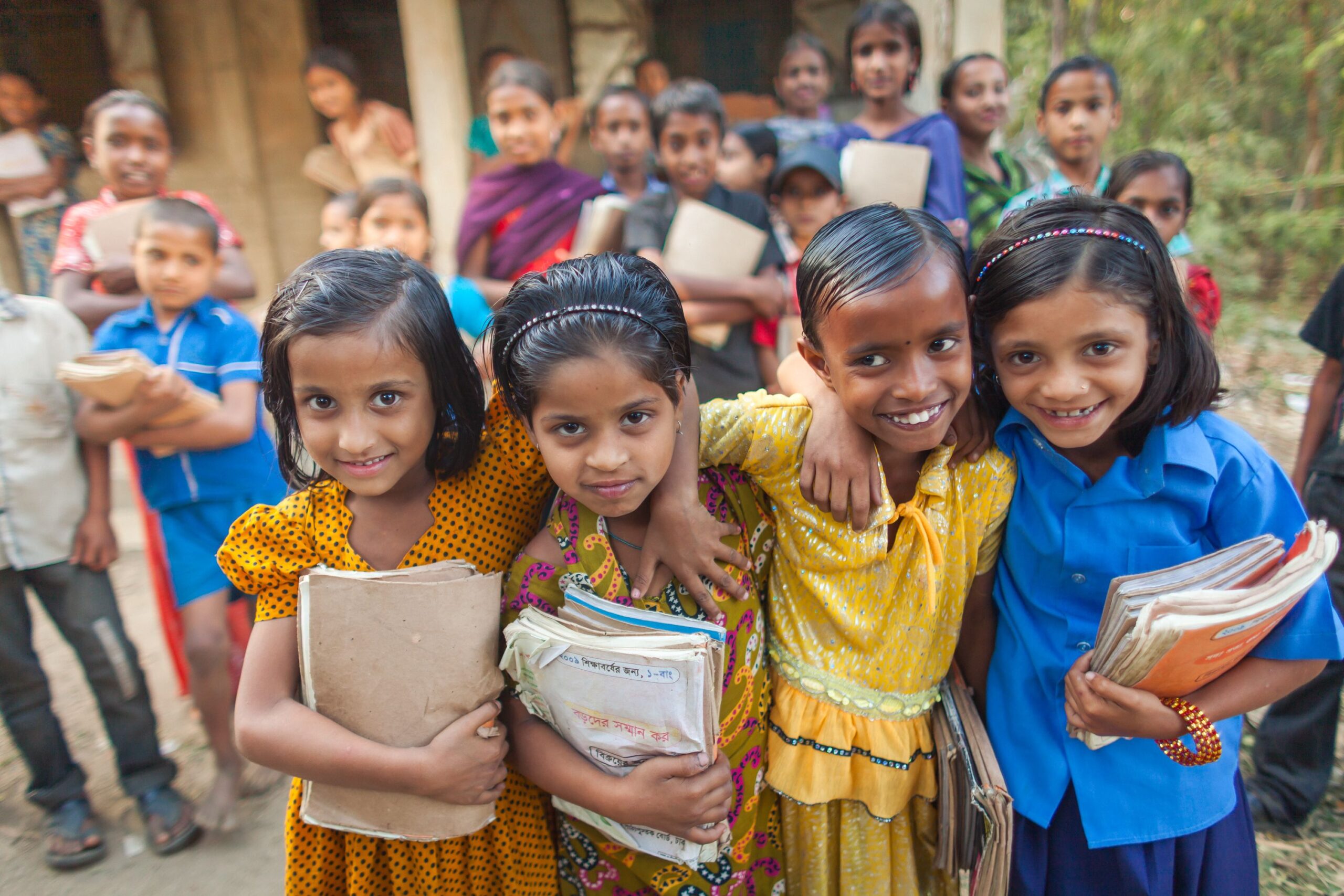 Happy children in a rural school in Sylhet, Bangladesh, enjoying their time together.